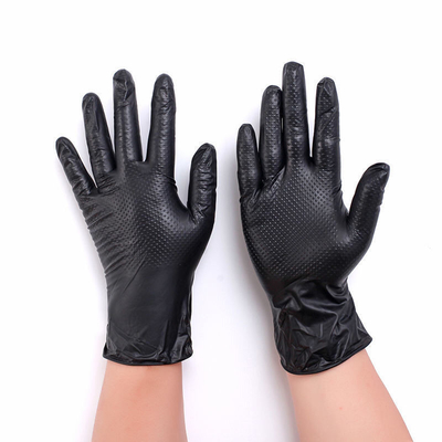 Diamond Dotted Black Nitrile Gloves