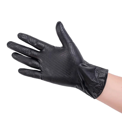 Diamond Dotted Black Nitrile Gloves