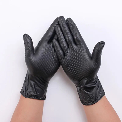 Diamond Dotted Black Nitrile Gloves